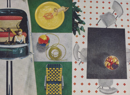 color advertisement showing various summer recreation items