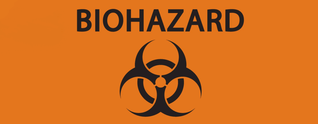 biohazard symbol on orange background