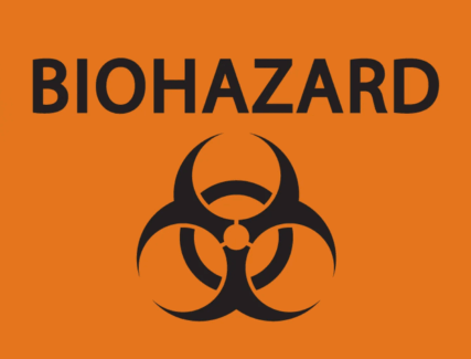 biohazard symbol on orange background