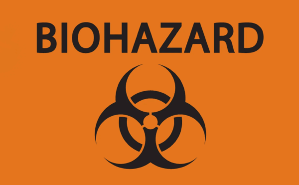 biohazard symbol on orange background