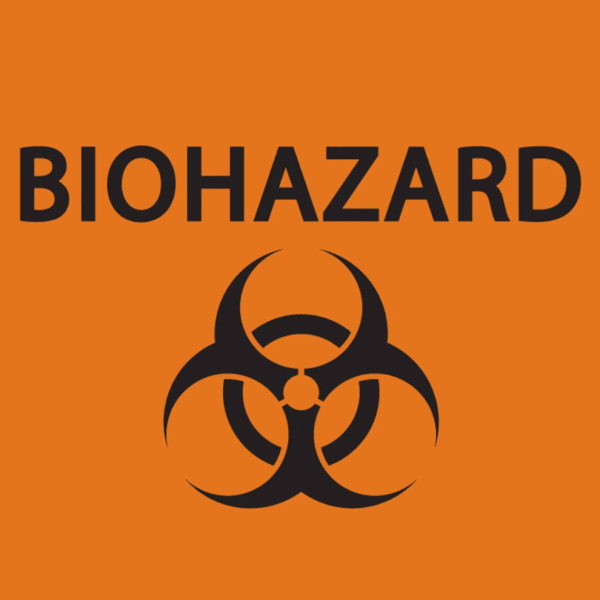 biohazard symbol on orange background