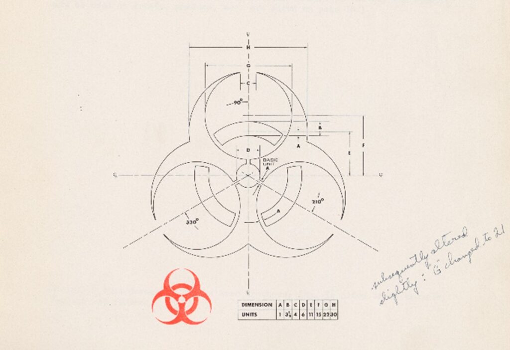 biohazard symbol geometric design 1966