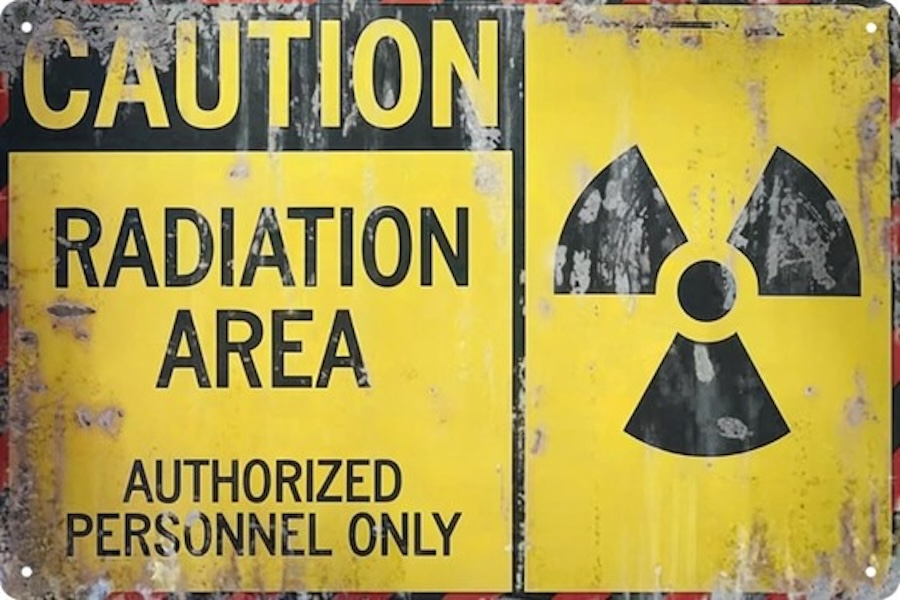 Reproduction of a vintage radiation warning sign