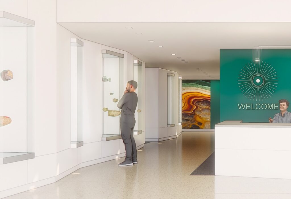 Architectural rendering of an exhibit space