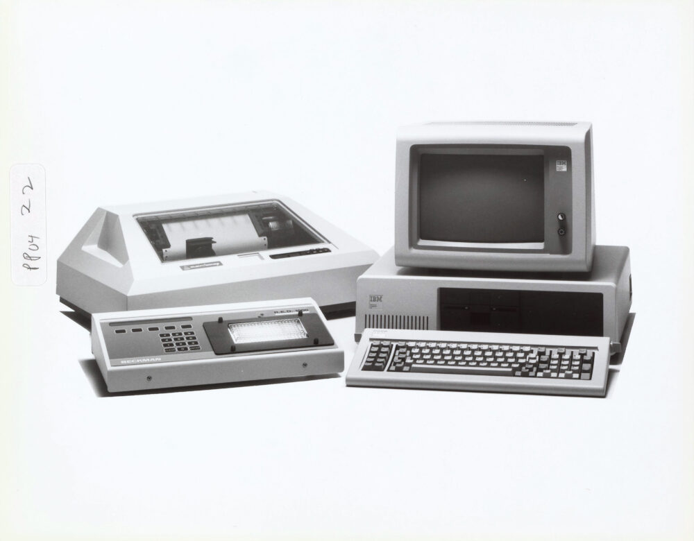 black-and-white photo of a computer system