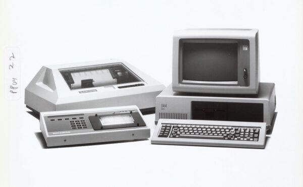 black-and-white photo of a computer system