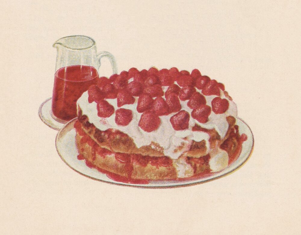 illustration of a strawberry shortcake
