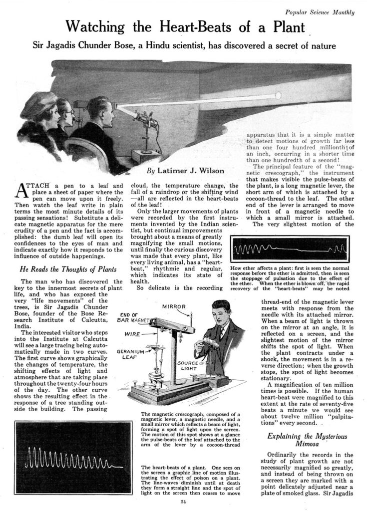 Clipping from an magazine article with illustrations of a scientific demonstration