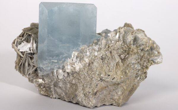 Aquamarine in muscovite