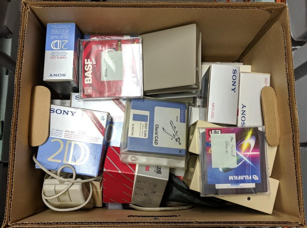 box of old computer media
