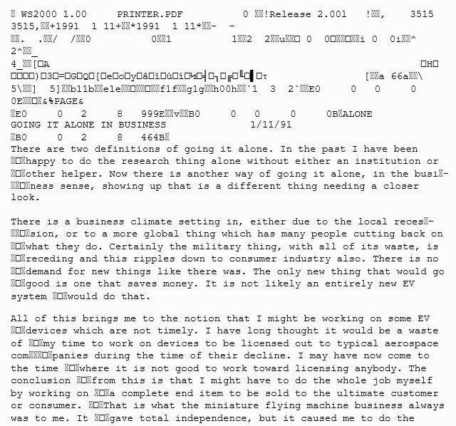 WordStar file opened in Word