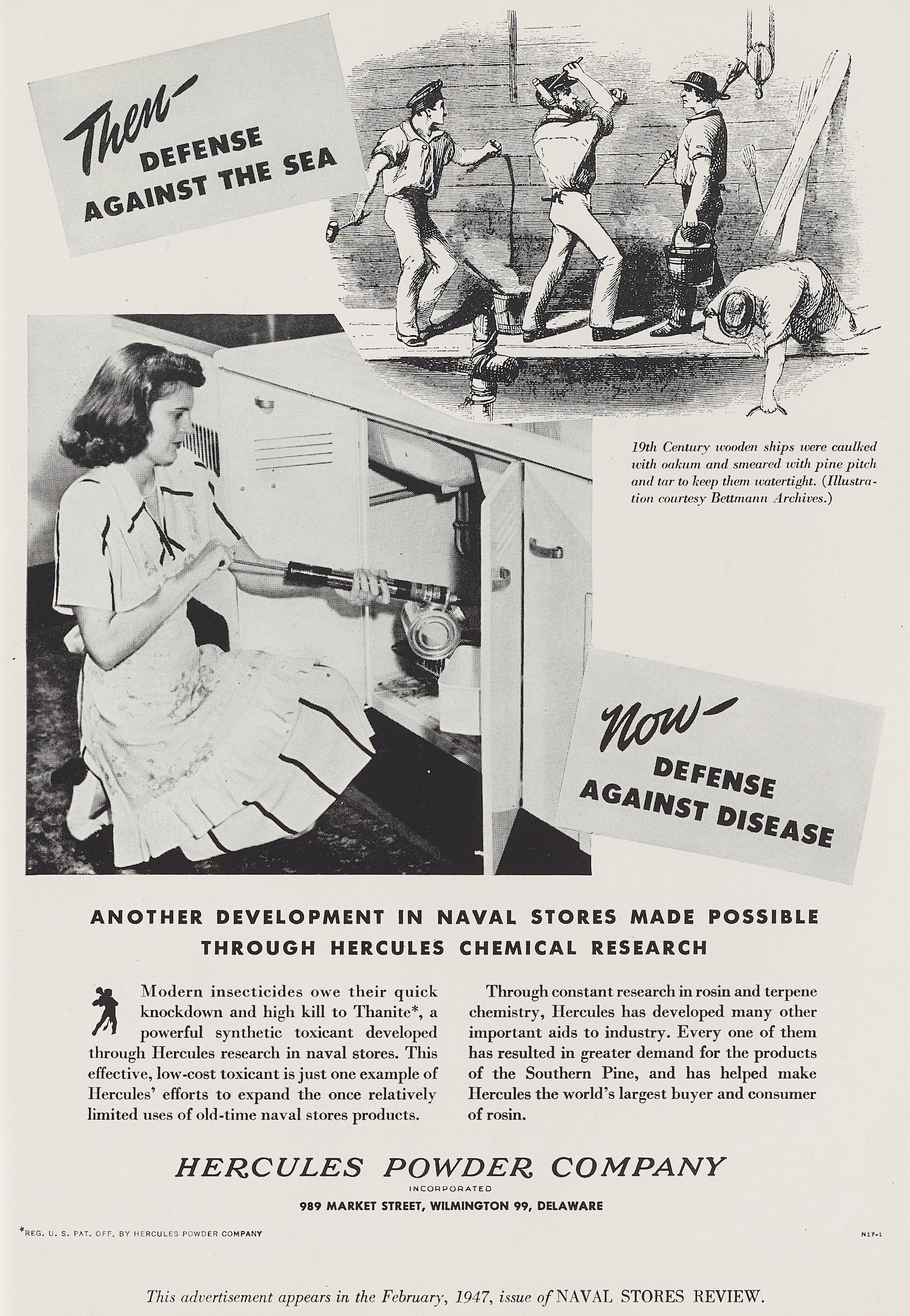 black and white advertisement for pesticide