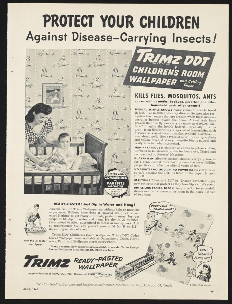 black and white ad for DDT wallpaper