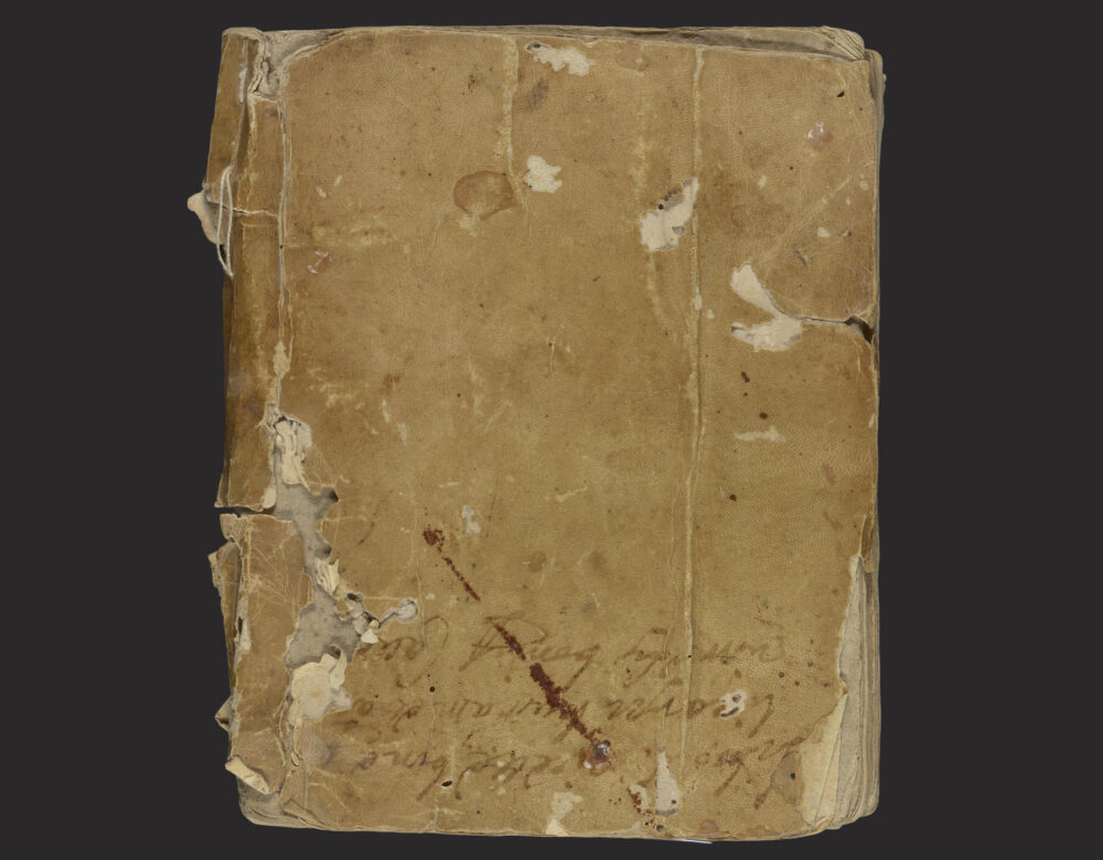worn cover of a recipe book from the 1500s