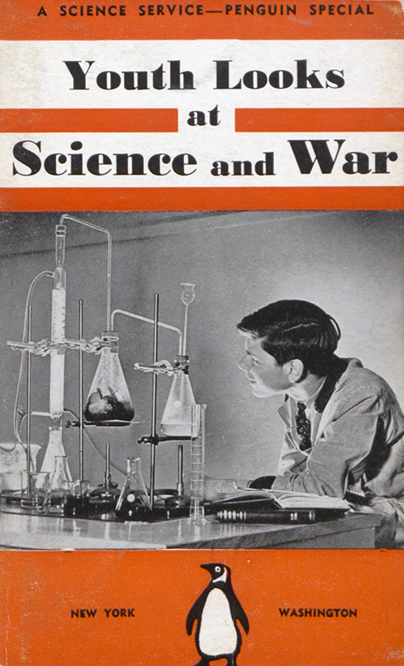 A color photo of a book cover showing a boy observing a chemistry apparatus in a lab