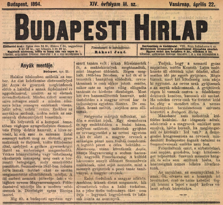 news clipping from an old newspaper from Budapest