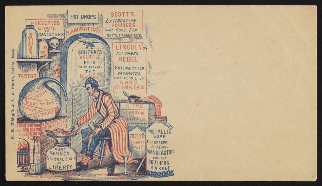 old envelope with colorful illustration