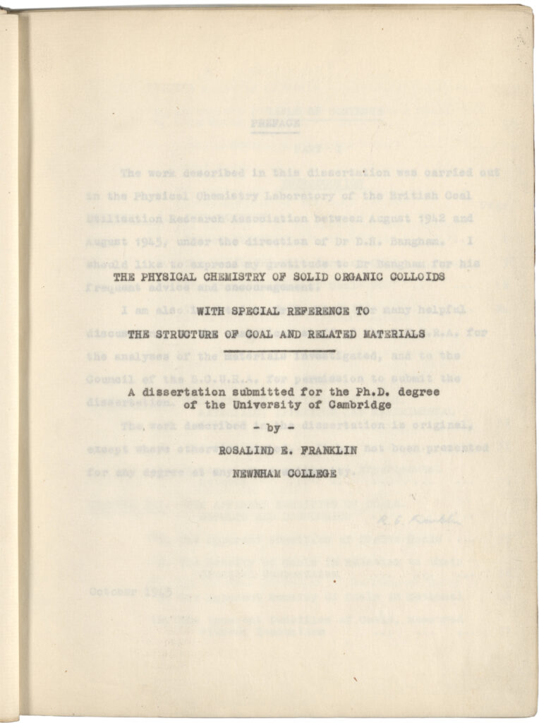 title page, typewritten, of PhD dissertation