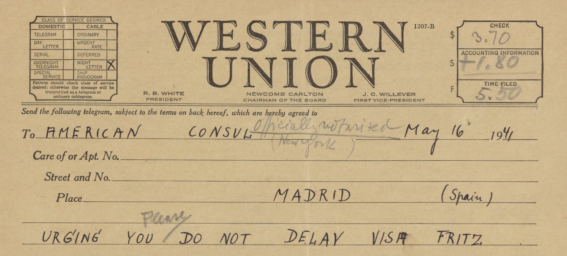 Western Union telegram
