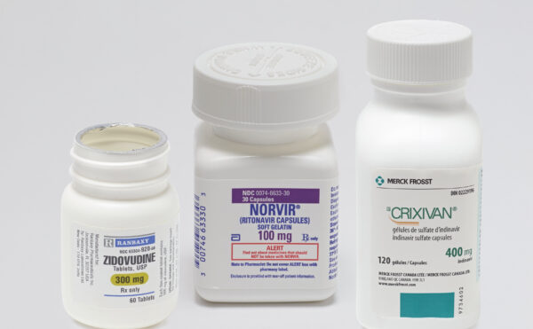 various bottles of HIV drugs