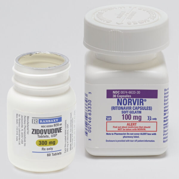 various bottles of HIV drugs