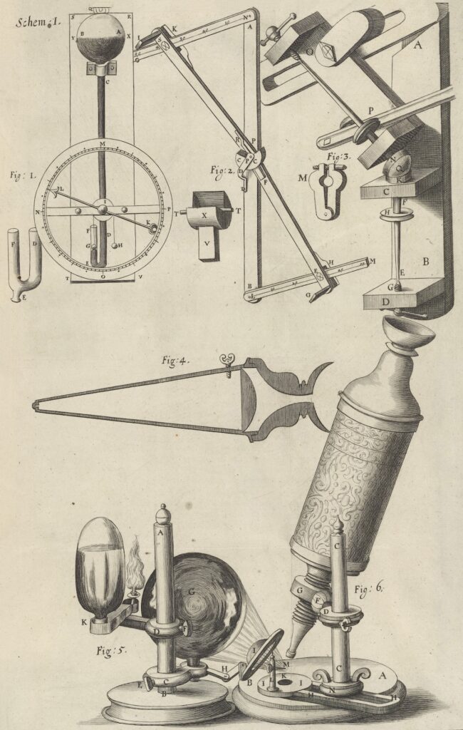 illustration of a microscope and optical parts