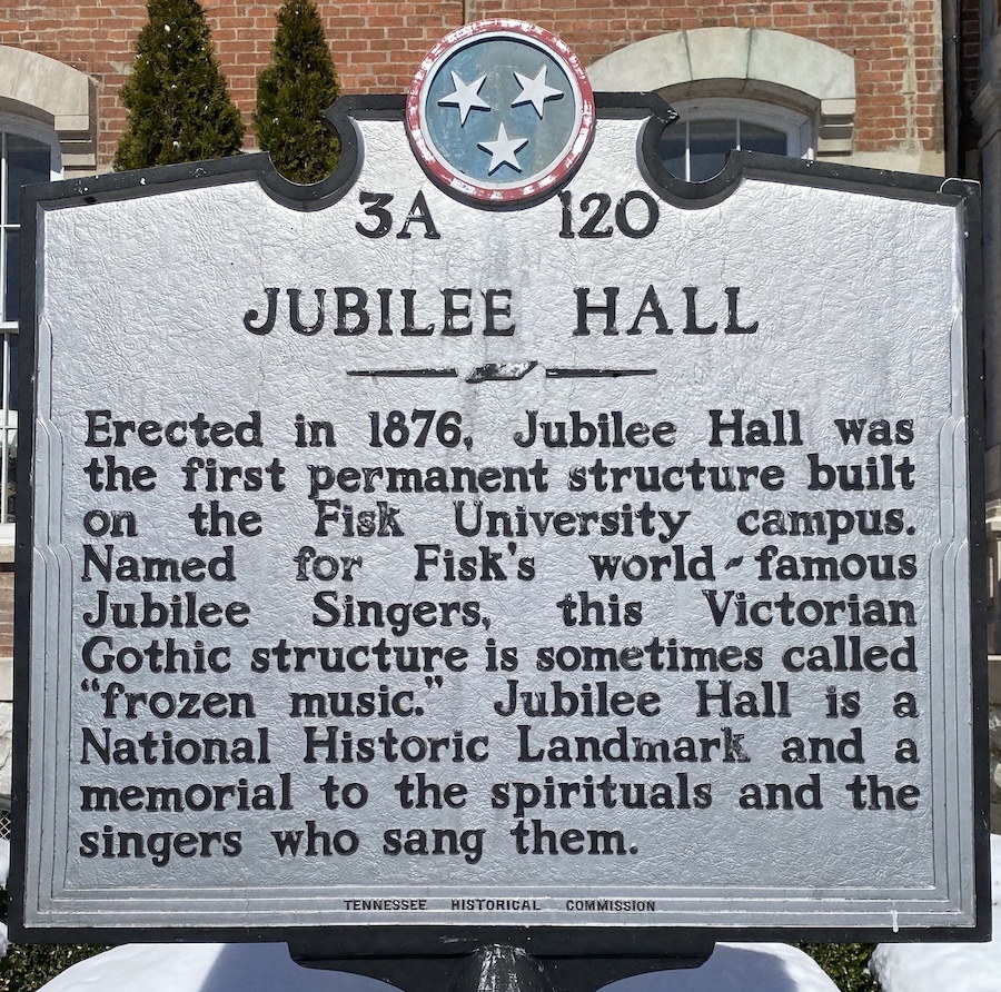 historical marker for Jubilee Hall