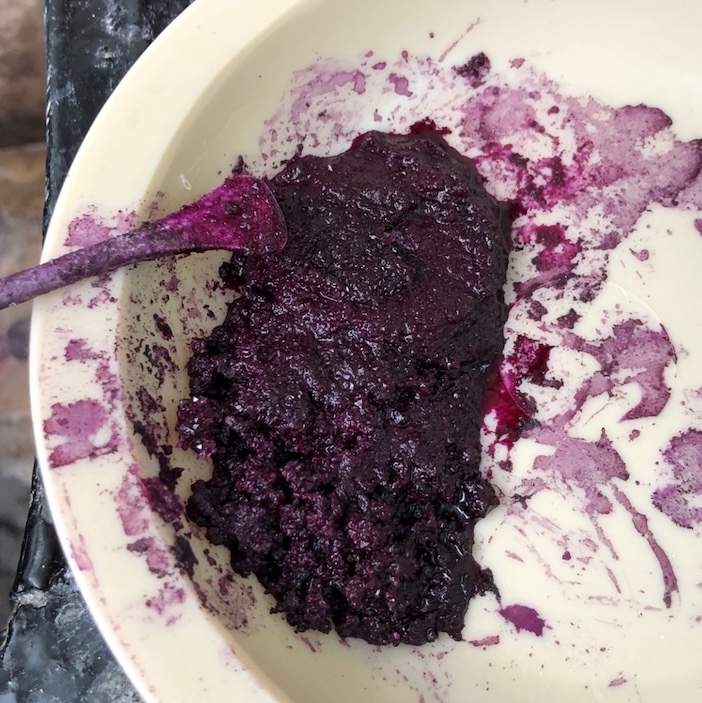 Wet cochineal-alum sediment