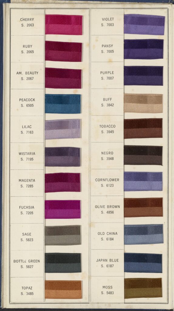 dye samples in a book