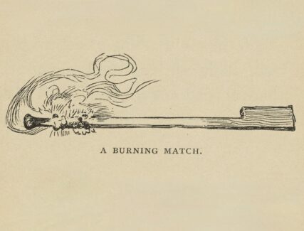 Illustration of a burning match from Real Fairy Folks book