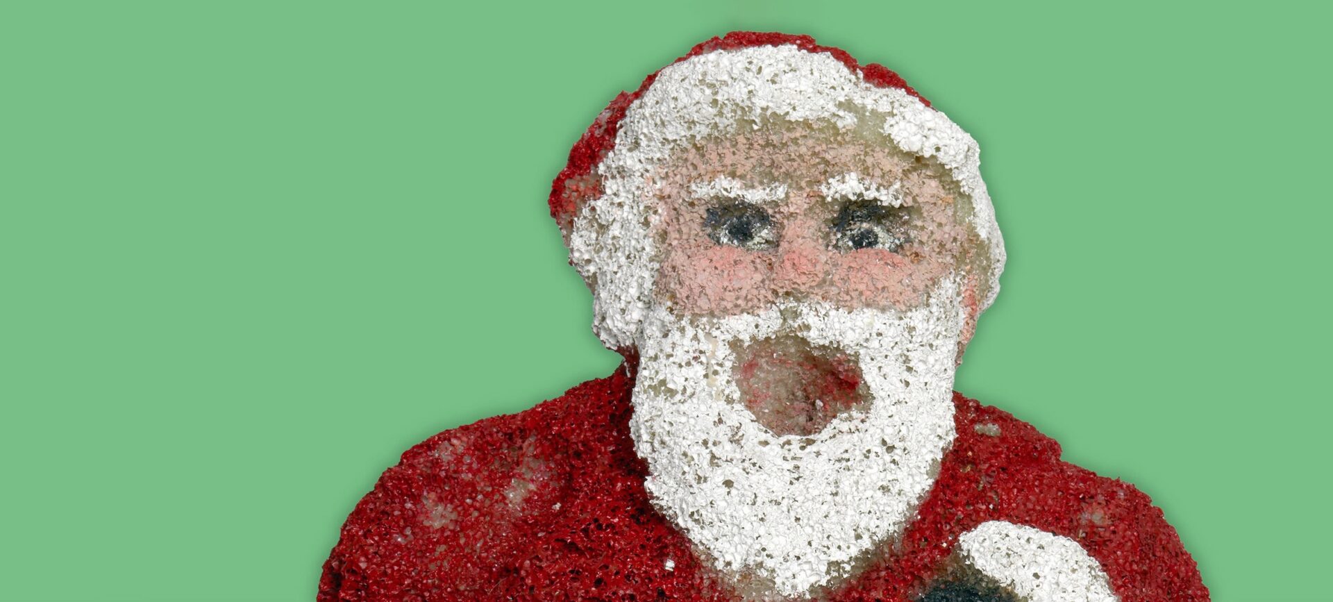 Santa Claus figurine carved out of Styrofoam