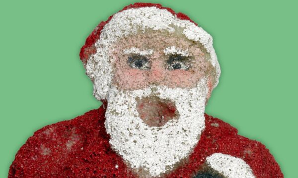 Santa Claus figurine carved out of Styrofoam