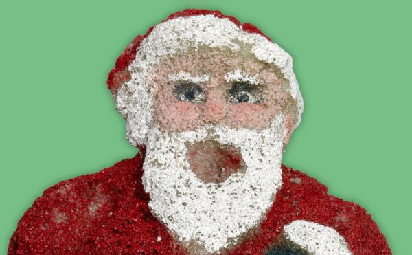 Santa Claus figurine carved out of Styrofoam