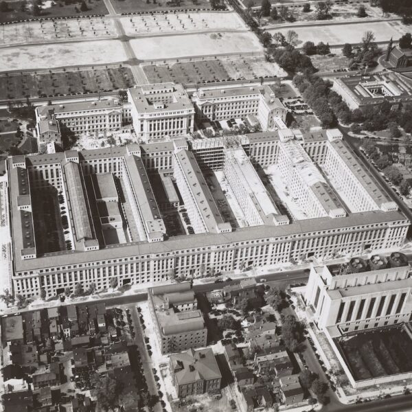 aerial view of the USDA building in Washington, DC in 1936