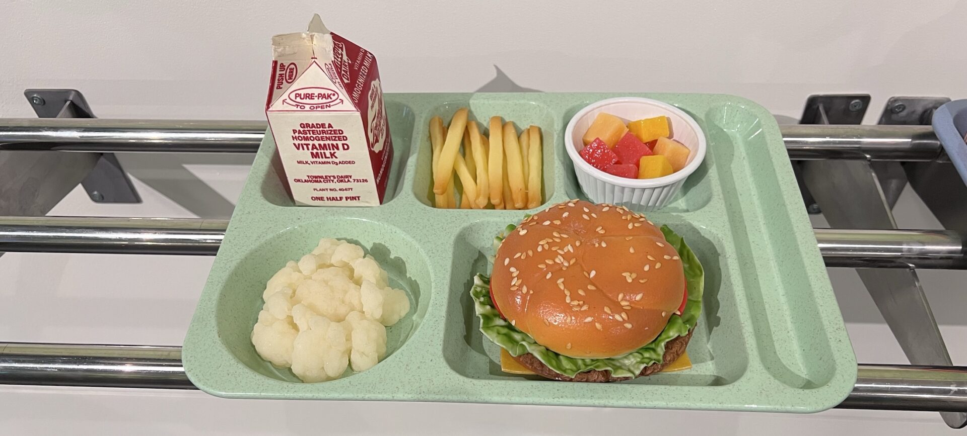 school lunch tray on display in Lunchtime exhibition