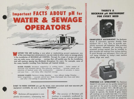 one-page ad, "Important Facts About pH for Water & Sewage Operators" 1950s