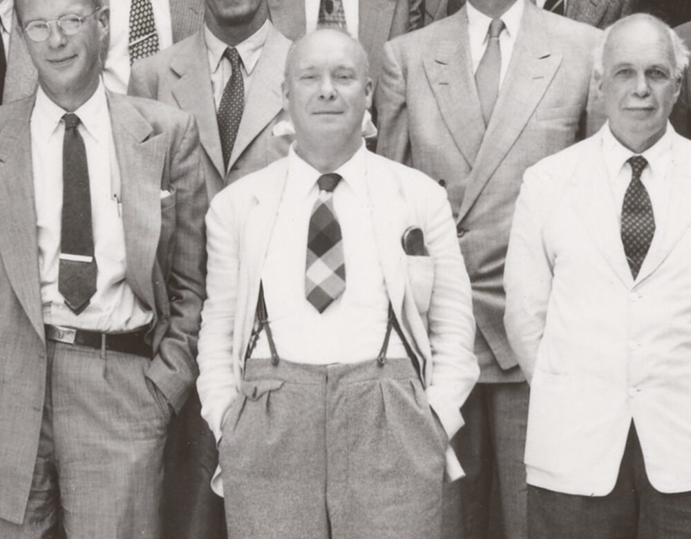 group of noted scientists including William Astbury and Lawrence Bragg