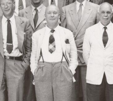 group of noted scientists including William Astbury and Lawrence Bragg