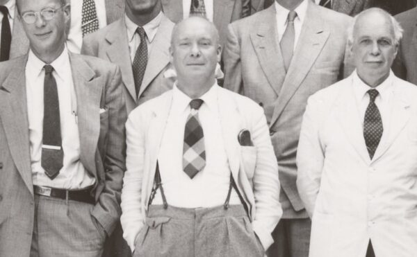group of noted scientists including William Astbury and Lawrence Bragg