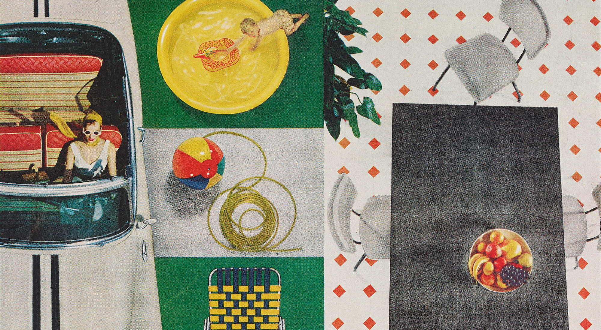 Photo collage of various midcentury consumer plastics