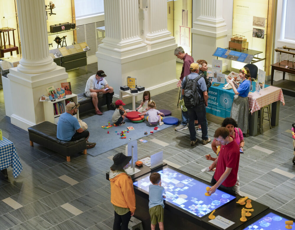 parents and children in the southwest corner of the Horiba Gallery