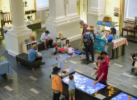parents and children in the southwest corner of the Horiba Gallery