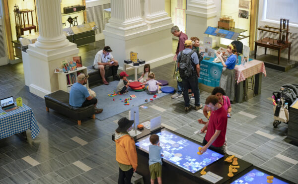 parents and children in the southwest corner of the Horiba Gallery