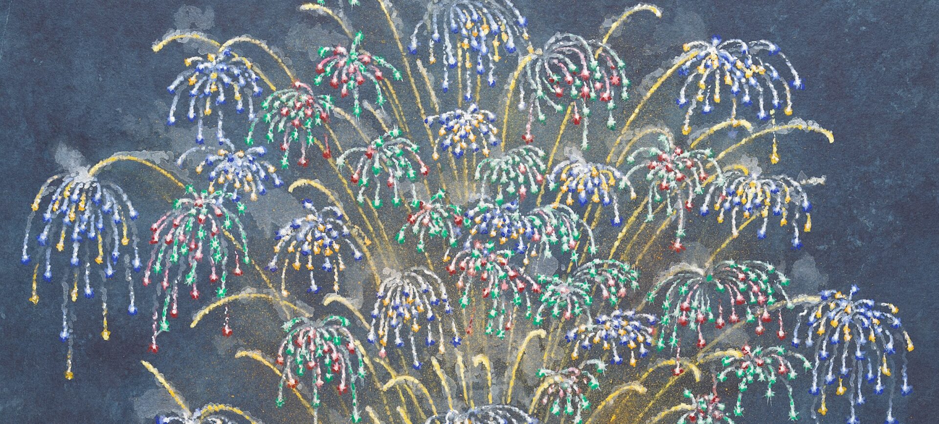 Gouache painting of C.T. Brock & Co.’s Crystal Palace Fireworks, ca. 1890