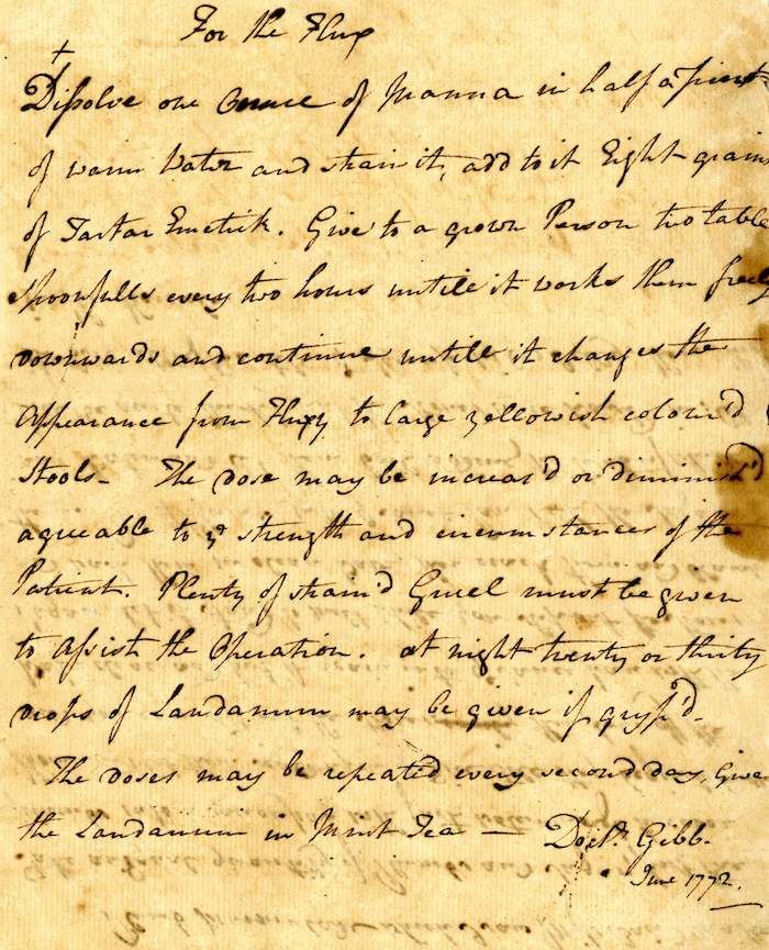 handwritten receipt book by Eliza Pinckney