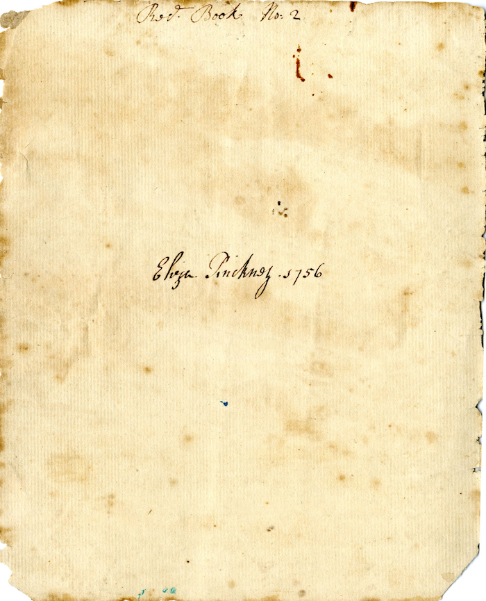 page from an old book showing Eliza Pinckney's signature