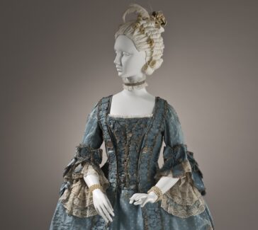 blue silk dress from the 1700s