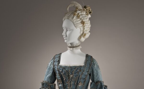 blue silk dress from the 1700s