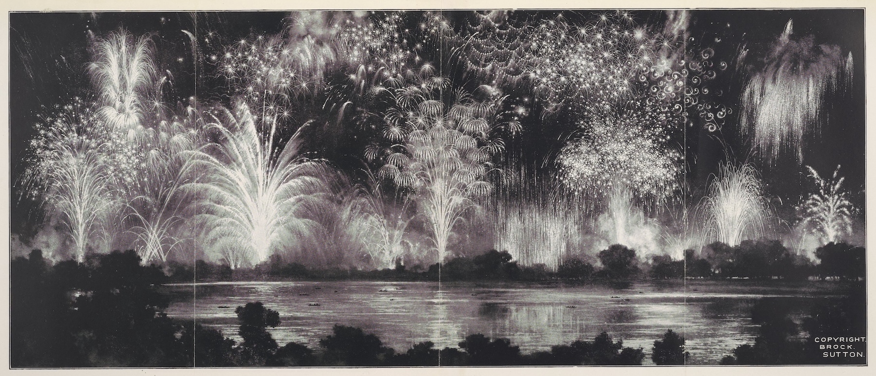 Photo of a fireworks display from the 1922 book Pyrotechnics: The History and Art of Firework Making