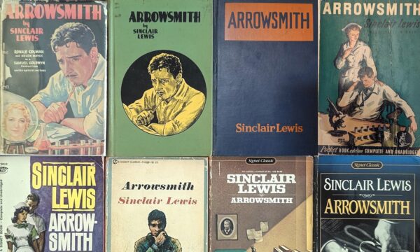 A collection of various book covers for "Arrowsmith" by Sinclair Lewis.